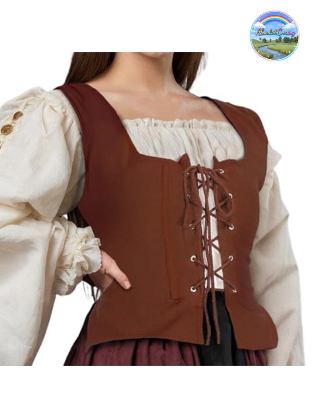 Renaissance Reversible Corset Bodice Top Rayon Steel Boned Costume
